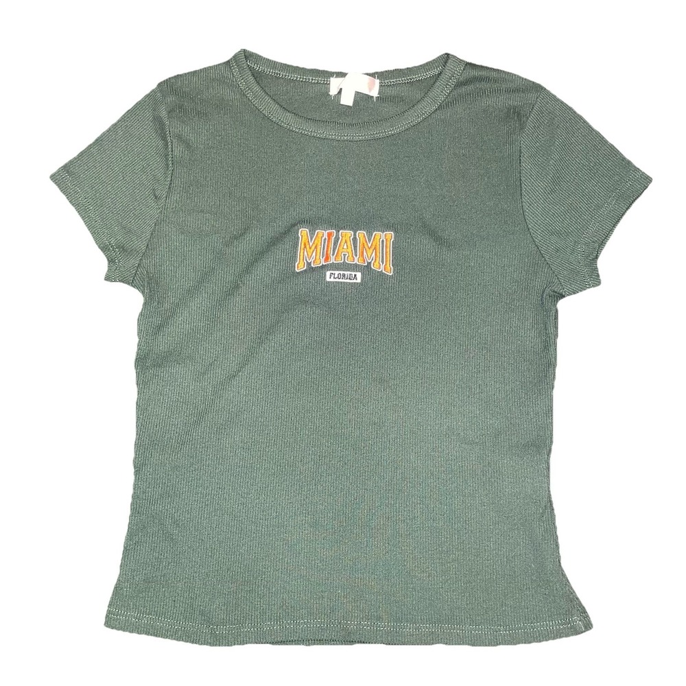 Riley And James Girls Miami Florida Short Sleeved Embroidered Shirt Top - Size L